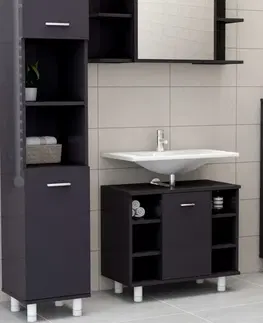 Kúpeľňové skrinky Kúpeľňová skrinka pod umývadlo DTD doska Dekorhome Čierna