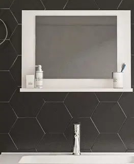 Zrkadlá MOSLY polička so zrkadlom do kúpelne, biela 