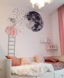 Nálepky na stenu Samolepka na stenu - Mesiac a dievča v ružovej farbe, veľká nálepka