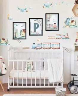 Obrazy do detskej izby Vláčik s balónom - detský obraz na stenu