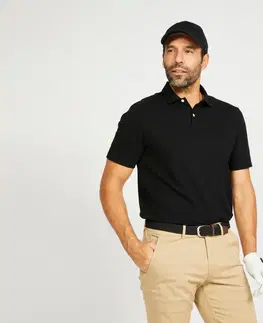 dresy Pánska golfová polokošeľa s krátkym rukávom MW100 čierna