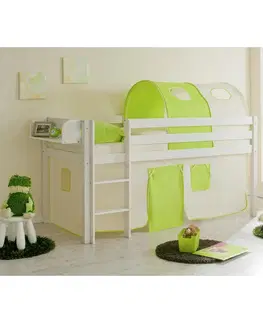 Vyvýšené detské postele Posteľ s priestorom na hru Malte Záves Béžovo-Zelený
