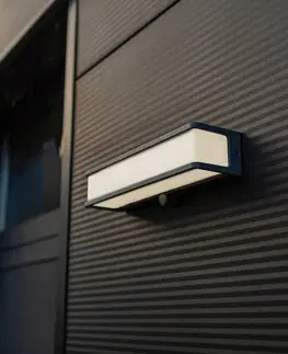 Solarné lampy na stenu LUTEC LED solárne nástenné svietidlo Doblo so senzorom, šírka 35 cm