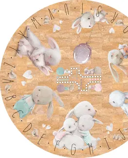 Korkové koberce Detské koberce pre dievčatá z korku - akvarelové zvieratká s abecedou