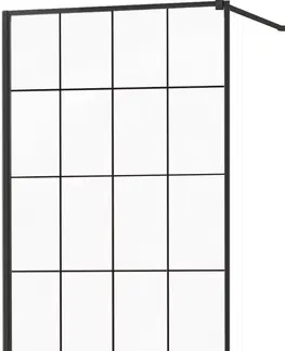 Sprchové dvere MEXEN/S - KIOTO Sprchová zástena WALK-IN 130x200 cm 8 mm, čierna, čierny vzor 1 800-130-101-70-77