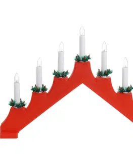 Vianočné dekorácie Vianočný svietnik Candle Bridge červená, 7 LED