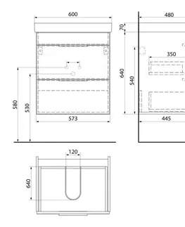 Kúpeľňa Bruckner - NERON umývadlová skrinka 57,5x64x44,7 cm, biela 500.117.0