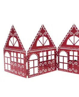 Vianočné dekorácie Vianočná kovová dekorácia Three houses červená, 50 x 20 x 2,5 cm