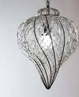 Závesné svietidlá Siru Závesná lampa Goccia ručne fúkaná číra 37 cm