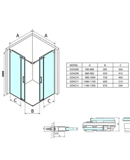 Sprchové dvere GELCO - DRAGON štvorcová sprchová zástena 900x900mm L/P varianta,rohový vstup GD4290GD4290