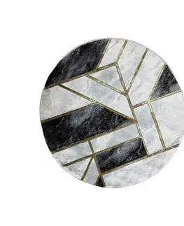 Moderné koberce Koberec Frisee Diamond 1,2/1,2 A0033 čierna/zlatá