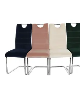 Jedálenské stoličky KONDELA Abira New jedálenská stolička smaragdová (Velvet) / chróm