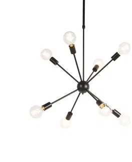 Zavesne lampy Dizajnové závesné svietidlo čierne 8-svetelné - Sputnik