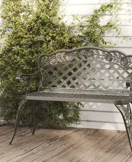 Záhradné lavice Záhradná lavica 108 cm liaty hliník Dekorhome Čierna