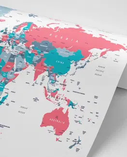 Tapety mapy Tapeta mapa sveta s pastelovým nádychom