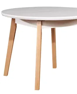 Jedálenské stoly Rozkladací stôl ST39 100/130x100cm biely/buk