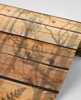 Tapety s imitáciou dreva Tapeta v tieni stromov