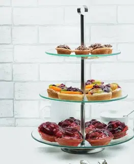 Podnosy a tácky Kinekus Podnos na koláče, sklenený, 3 poschodový, okrúhly, etažérka, 20cm, 25cm, 29cm