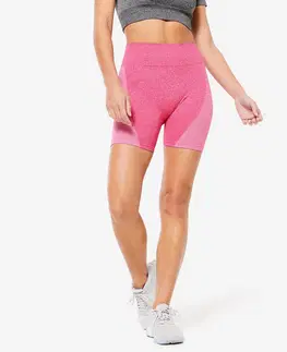 fitnes Dámske cyklistické šortky na fitnes bezšvové ružové