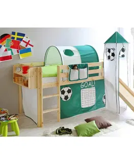 Vyvýšené detské postele Posteľ S Priestorom Na Hru Kasper Záves Zelený