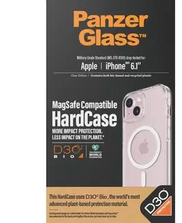Puzdrá na mobilné telefóny Zadný kryt PanzerGlass HardCase D3O s MagSafe pre Apple iPhone 15, transparentná 1180
