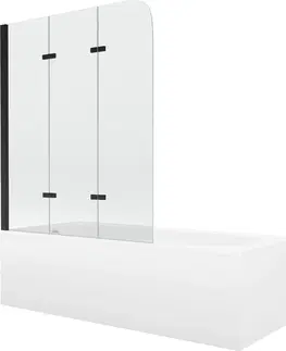 Sprchové dvere MEXEN/S - Vega obdĺžniková vaňa 150 x 70 cm s panelom + vaňová zástena 120 cm, transparent, čierna 550115070X9012037000