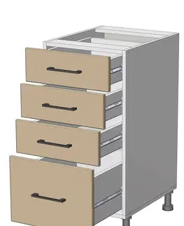 Kuchynské skrinky dolná skrinka so zásuvkami š.40, v.82, Modena LD31S4082, grafit / jaseň