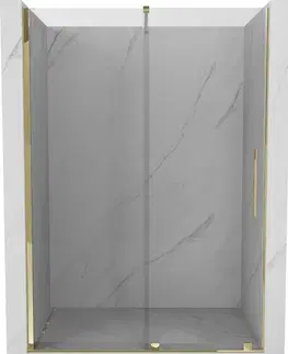 Sprchovacie kúty MEXEN/S - Velár posuvné sprchové dvere 130, transparent, zlatá 871-130-000-01-50