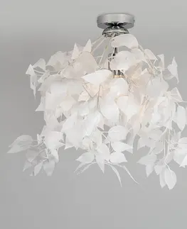 Stropne svietidla Romantické stropné svietidlo biele s listami - Feder