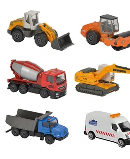 Hračky - dopravné stroje a traktory MAJORETTE - Auto Stavebné Kovové, 6 Druhov