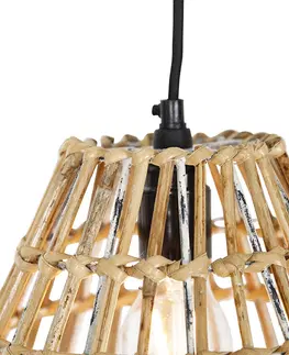 Zavesne lampy Vidiecke závesné svietidlo bambusové s bielou - Canna Diamond