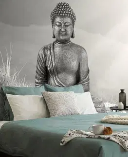 Samolepiace tapety Samolepiaca tapeta čiernobiely Budha v meditujúcej polohe
