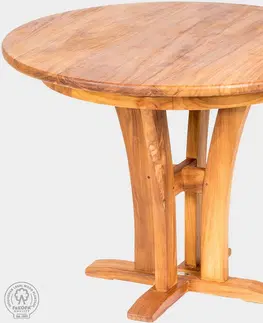 Stolčeky DEOKORK Záhradný teakový stôl DANTE ⌀ 100 cm