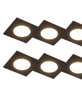 Zapustene svietidla Sada 6 zapustených bodov čiernej farby vrátane LED 3 -stupňového stmievania IP65 - jednoducho