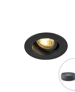 Zapustene svietidla Inteligentné zapustené bodové čierne okrúhle vrátane WiFi GU10 - skľučovadlo