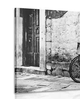 Čiernobiele obrazy Obraz retro bicykel v čiernobielom prevedení