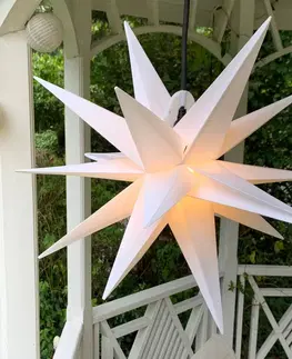 Vianočné svetelné hviezdy STERNTALER Dekoračná hviezda XXL exteriér 18-cípa Ø80cm biela