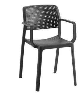 Záhradné stoličky a kreslá Stohovateľná stolička, čierna, DENTON