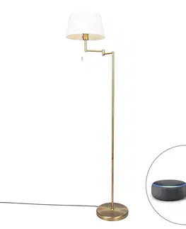 Stojace lampy Elegantná klasická stojaca lampa bronzová s bielou vrátane WiFi A60 - Ladas Fix