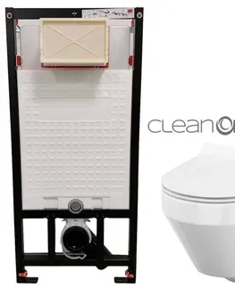 Záchody DEANTE Podstavný rám, pre závesné WC misy bez tlačidla + WC CERSANIT CLEANON CREA OVÁL + SEDADLO CST_WC01 X CR1