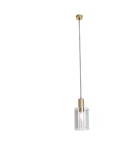 Zavesne lampy Inteligentné závesné svietidlo z mosadze s dymovým sklom vrátane WiFi A60 - Vidra