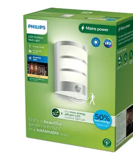 Vonkajšie nástenné svietidlá so senzorom Philips Vonkajšie nástenné svietidlo Philips LED Python UE, sivé, senzor