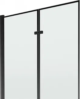 Sprchové dvere MEXEN - Castor vaňová zástena 2-krídlo 120 x 150 cm, transparent, čierna 892-120-002-70-00
