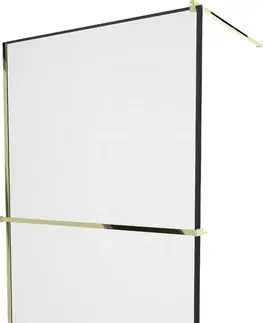 Sprchové dvere MEXEN/S - KIOTO Sprchová zástena WALK-IN s poličkou a držiakom uterákov 70 x 200, transparent 8 mm, čierna 800-070-121-50-70