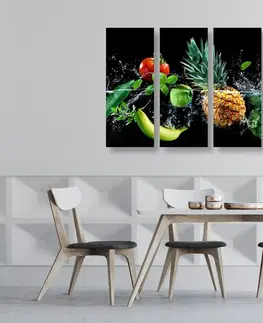 Obrazy jedlá a nápoje 5-dielny obraz organické ovocie a zelenina