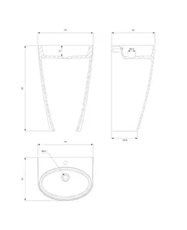 Kúpeľňa OMNIRES - SIENA M+ umývadlo voľne stojace s otvorom, 55 x 43 cm biela / čierna lesk /BCP/ SIENAUWBCP