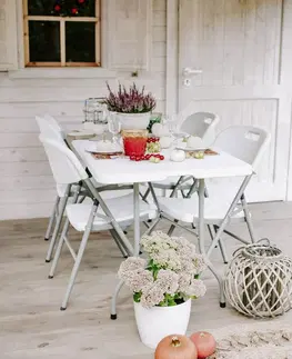 Záhradné stolíky NABBI Vivas cateringový skladací stôl 180x70 cm sivá / biela