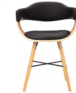 Jedálenské stoličky a kreslá Jedálenská stolička 2 ks ohýbané drevo / umelá koža Dekorhome Čierna / svetlohnedá