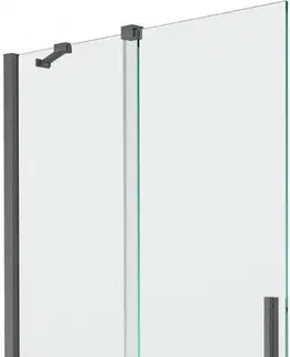 Sprchové dvere MEXEN/S - Velar Dvojkrídlová posuvná vaňová zástena 100 x 150 cm, transparent, šedá kartáčovaná 896-100-000-01-66