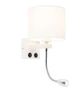 Nastenne lampy Moderné nástenné svietidlo biele s bielym tienidlom - Brescia